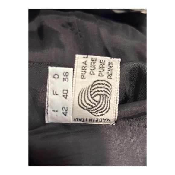 Vtg Genny Wool Blazer Jacket Womens 8 Black Open Front Designer Lined Made Italy - Picture 11 of 11